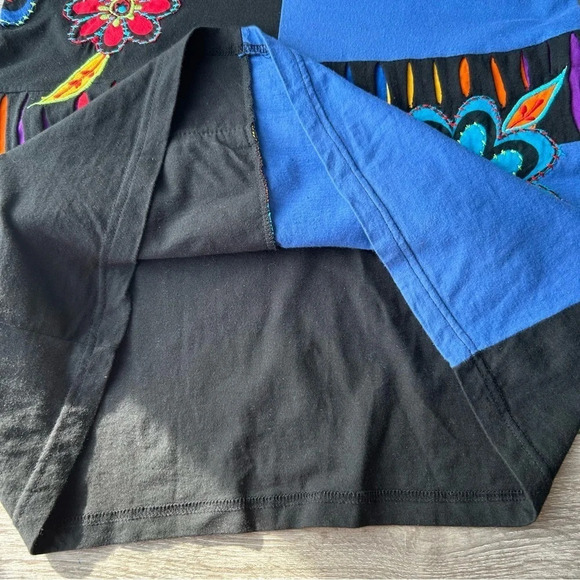 Leopards &  Roses Embroidered Patchwork Asymmetrical Hem Tunics - Picture 10 of 15